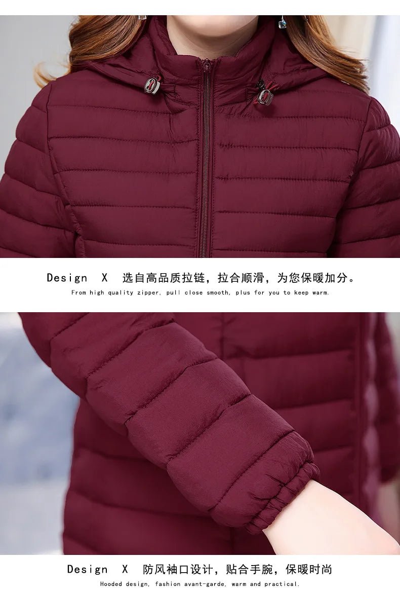 Winter Hooded Quilted Parka Coat Warm Insulated Fill Slim Fit Solid Color Everyday Outerwear - SN Wigs & More