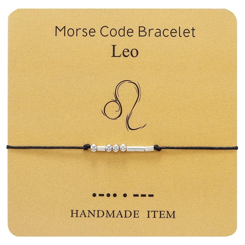 Wish Card Silver Jewelry Beads  Taurus Bracelet 12  Zodiac Signs Morse Code Cipher Couple Customized  Bracele