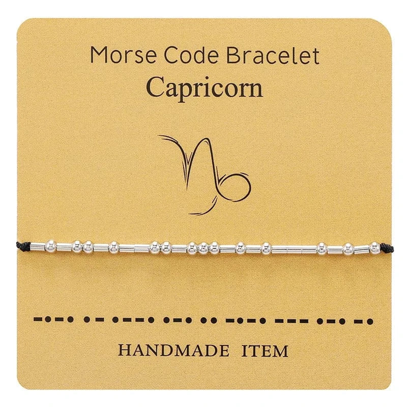 Wish Card Silver Jewelry Beads  Taurus Bracelet 12  Zodiac Signs Morse Code Cipher Couple Customized  Bracele