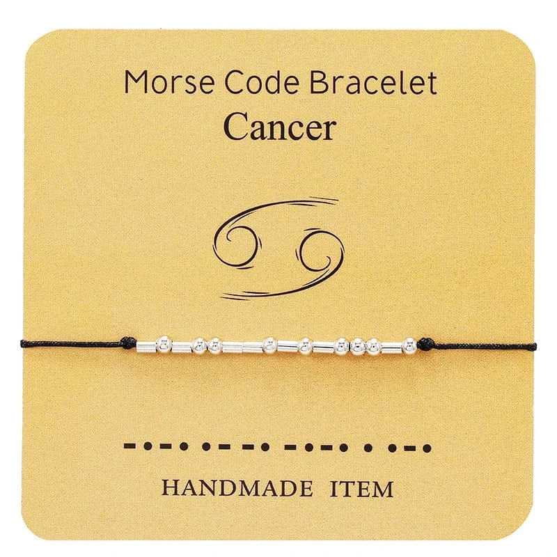Wish Card Silver Jewelry Beads  Taurus Bracelet 12  Zodiac Signs Morse Code Cipher Couple Customized  Bracele