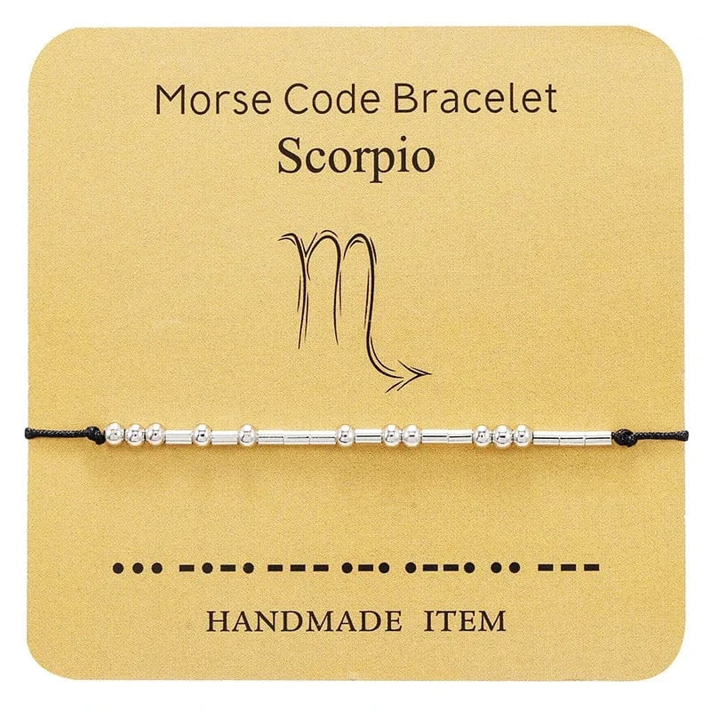 Wish Card Silver Jewelry Beads  Taurus Bracelet 12  Zodiac Signs Morse Code Cipher Couple Customized  Bracele