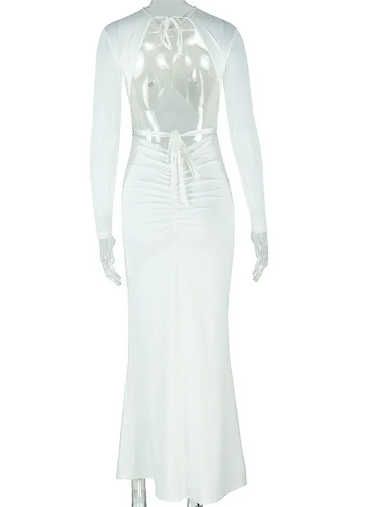 Wmstar Dresses Women Party Sexy See Through Bodycon Fashion Bandage Maxi Long Dress New Summer Wholesale Dropshipping 2025