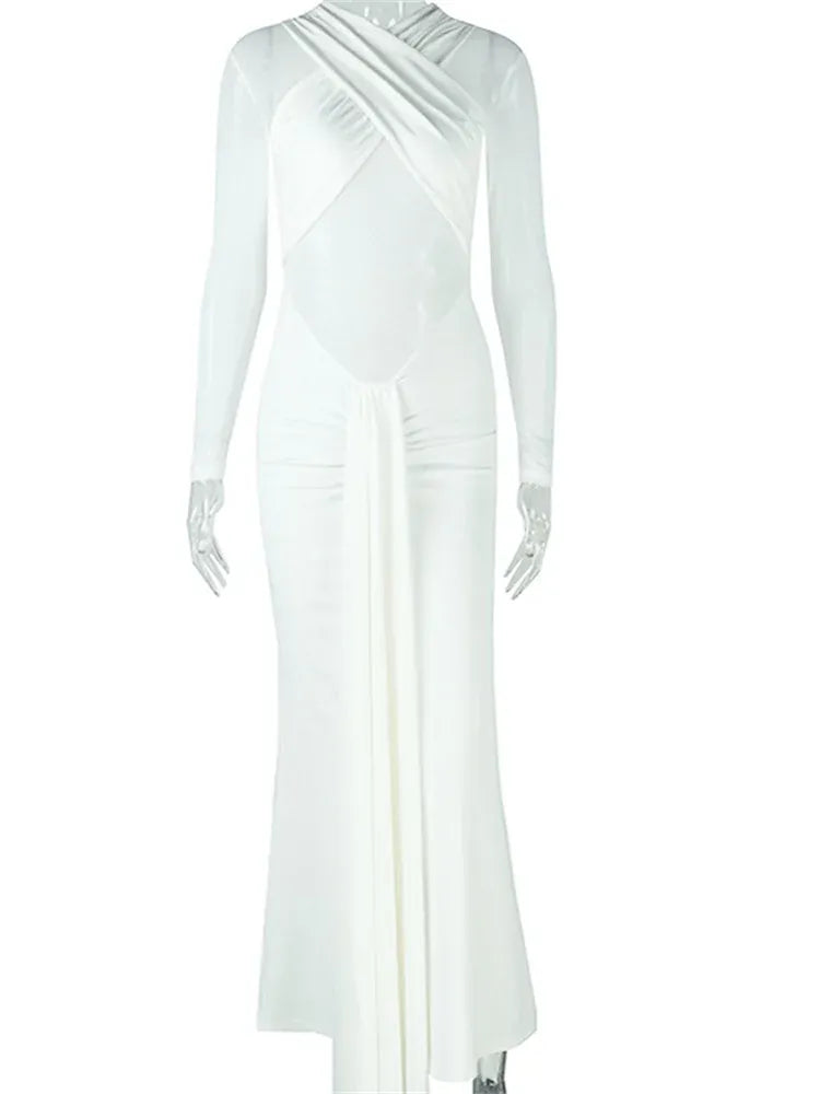 Wmstar Dresses Women Party Sexy See Through Bodycon Fashion Bandage Maxi Long Dress New Summer Wholesale Dropshipping 2025