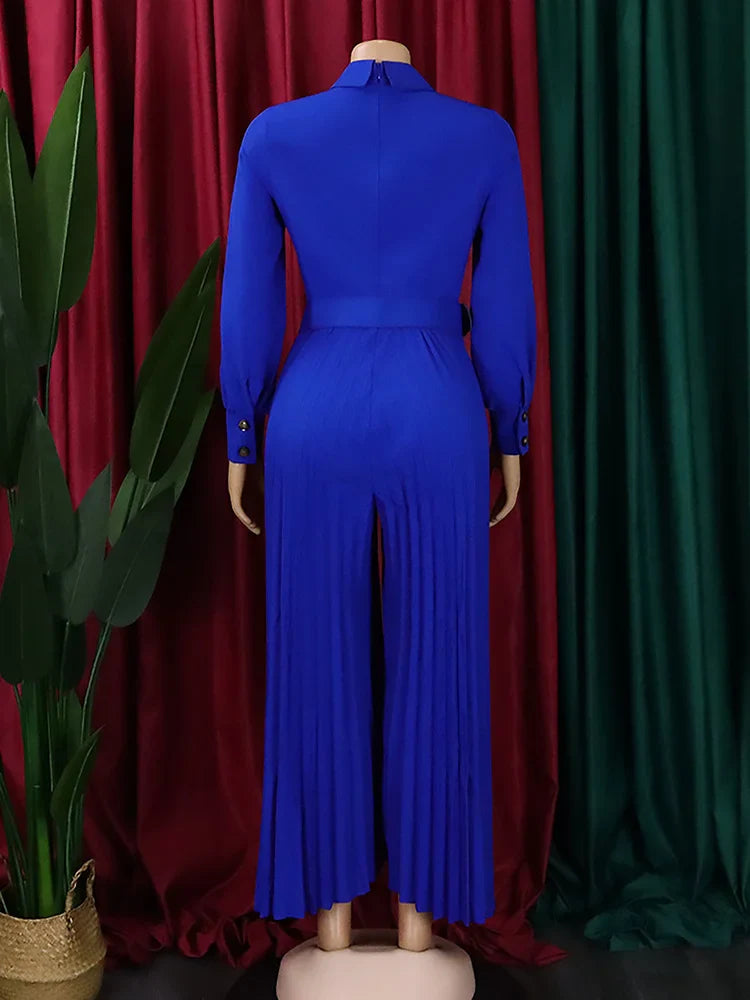 Wmstar Jumpsuit Women's Clothing Office Lady Button Fashion Maxi Rompers New in Fall Clothes Wholesale Dropshipping with Belt