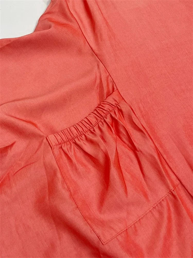 Wmstar Long Dresses for Women 2025 Casual Sweet Solid Color Pockets Loose Summer Clothes Maxi Dresses Wholesale Dropshipping