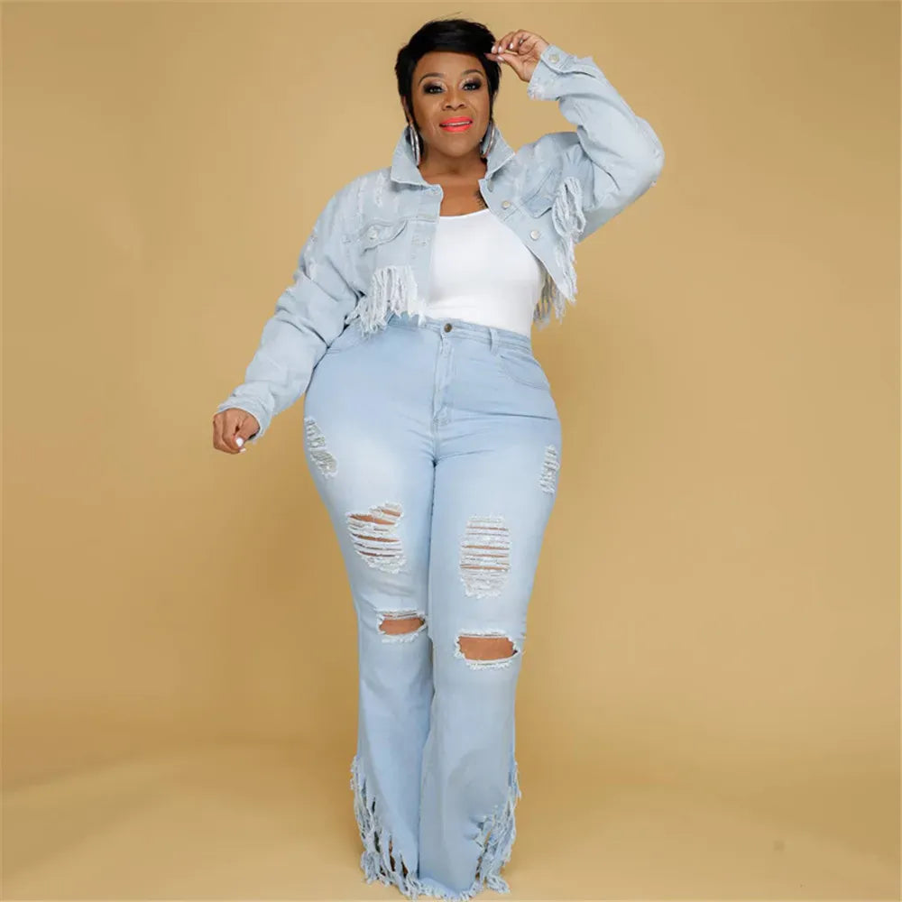 Wmstar  Plus Size Jeans Women  Bodycon Stretch Solid Pockets High Waist Fashion Denim Flared Pants 2022 Wholesale Dropshipping