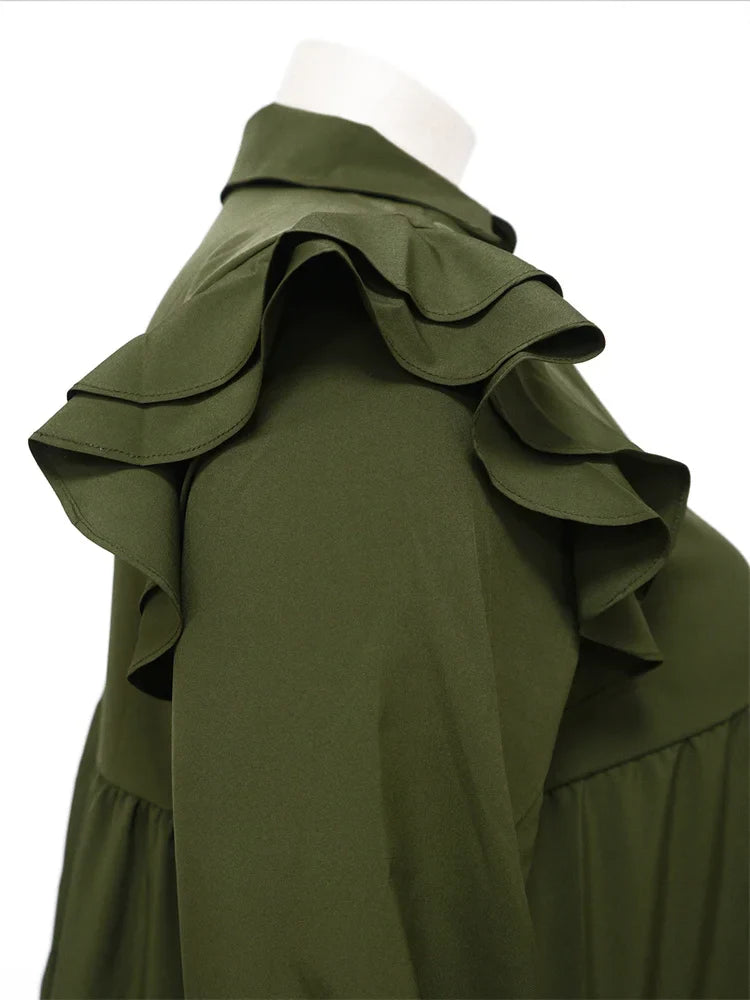 Wmstar Plus Size Women Clothing Dresses Women Petals Long Sleeve Loose Solid Elegant Maxi Shirts Dress Wholesale Dropshipping