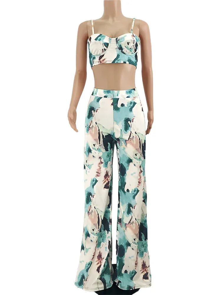Wmstar Women 2 Piece Set Summer Holiday Sleeveless Bra and High Waist Pants Sets Trouser Casual Suit Wholesale Dropshipping 2024