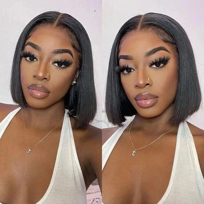 Woman Brazilian Human Hair Lace Front Wigs Highlight Brown Color Straight Human Hair 13X4 Lace Frontal Bob Wigs