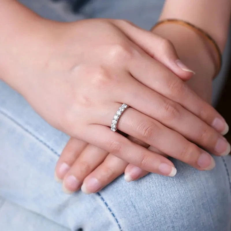 women 14k 18k white gold moissanite diamond full eternity ring