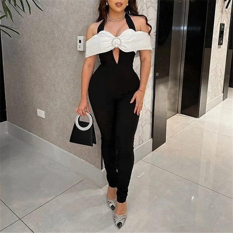 Women 2024 Elegant Evening Jumpsuit Female Clothes Outfits Birthday Party Club Patchwork Romper