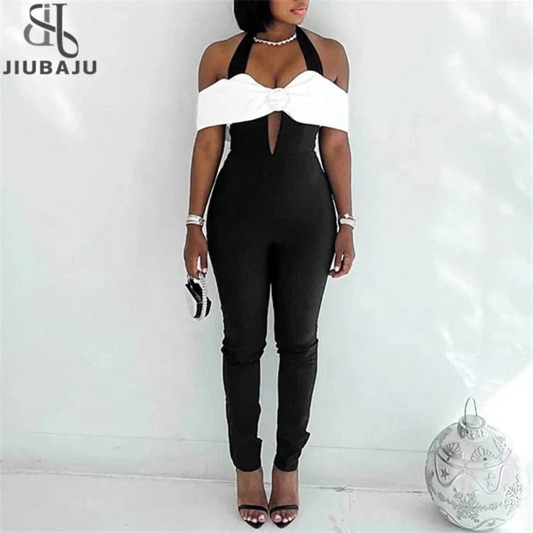 Women 2024 Elegant Evening Jumpsuit Female Clothes Outfits Birthday Party Club Patchwork Romper