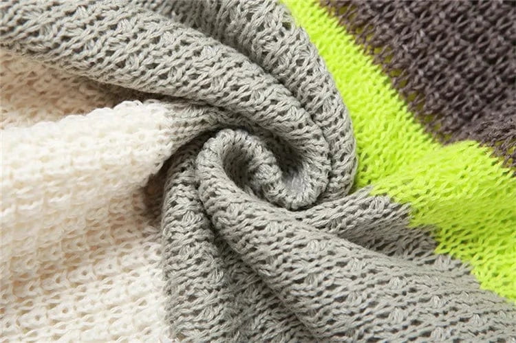 Women 2024 Spring Autumn Fashion Long Sleeve Knitted Streetwear Striped Bodycon Midi Dress