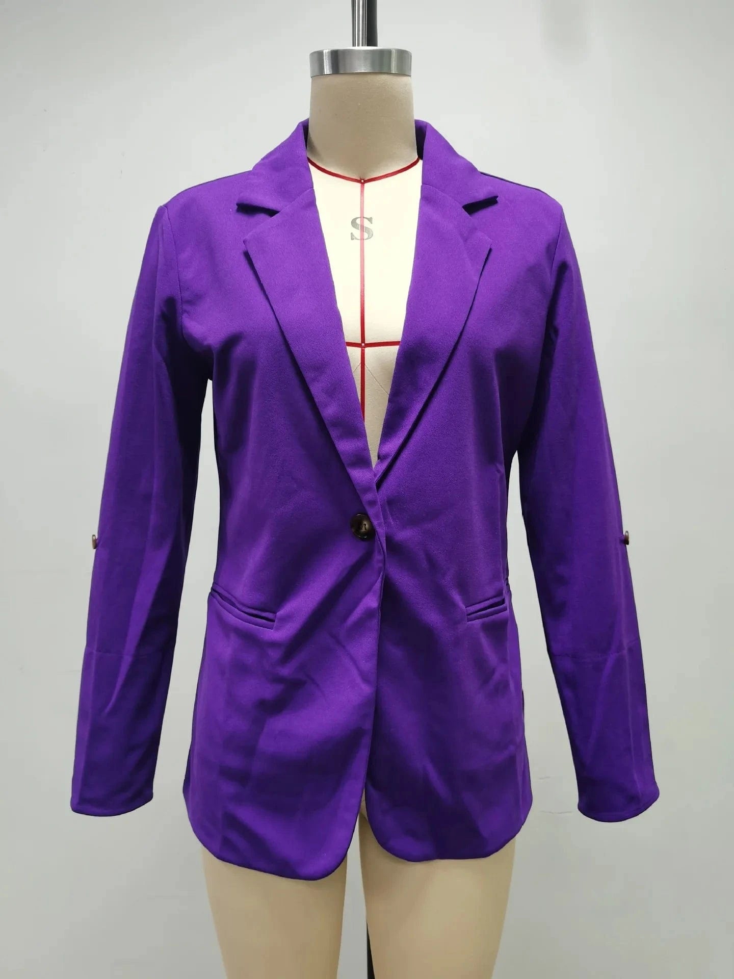 Women Autumn Winter Fashion Splicing Lapel Slim Cardigan Blazer Jacket Long Sleeve Casual