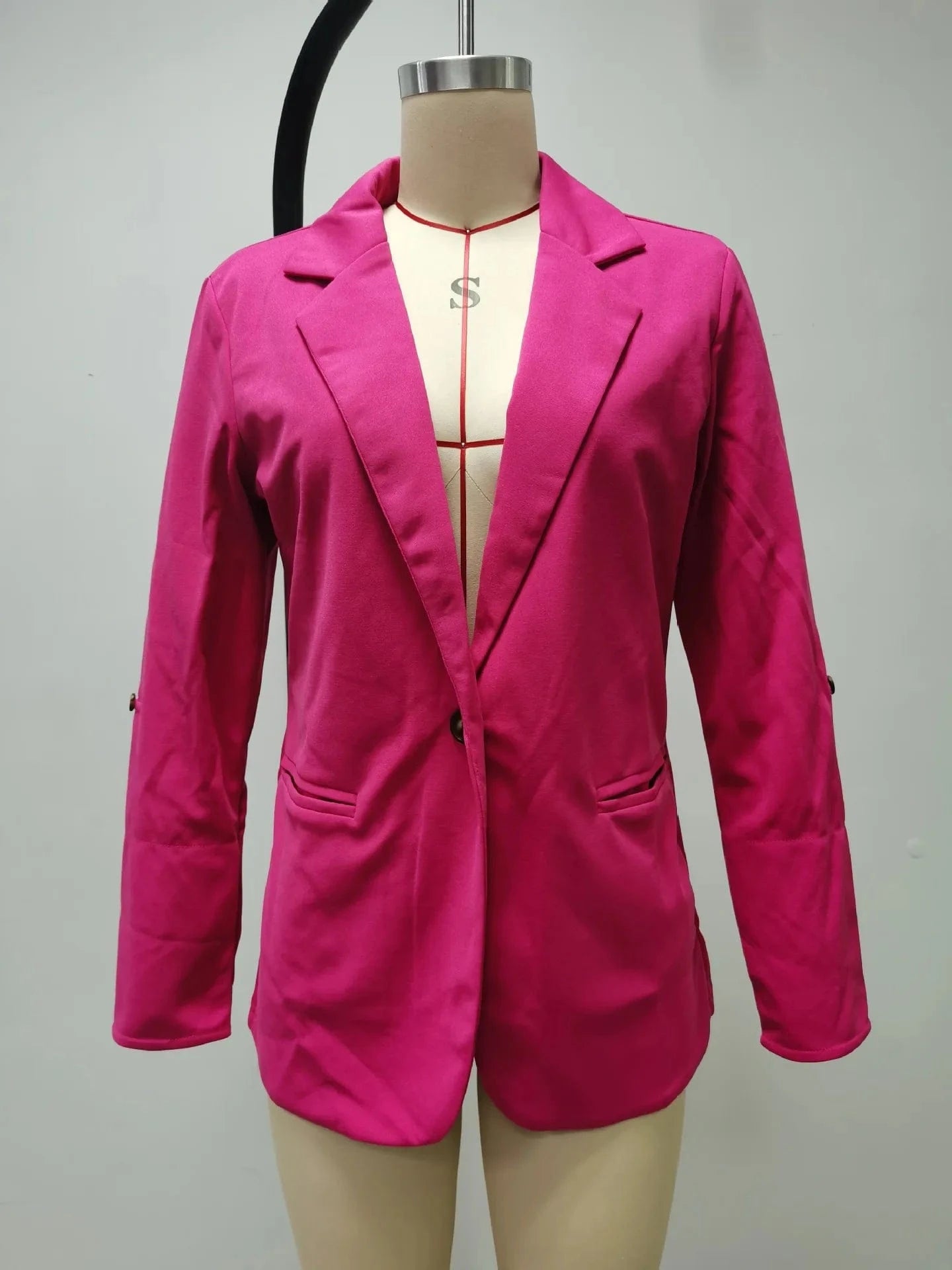 Women Autumn Winter Fashion Splicing Lapel Slim Cardigan Blazer Jacket Long Sleeve Casual