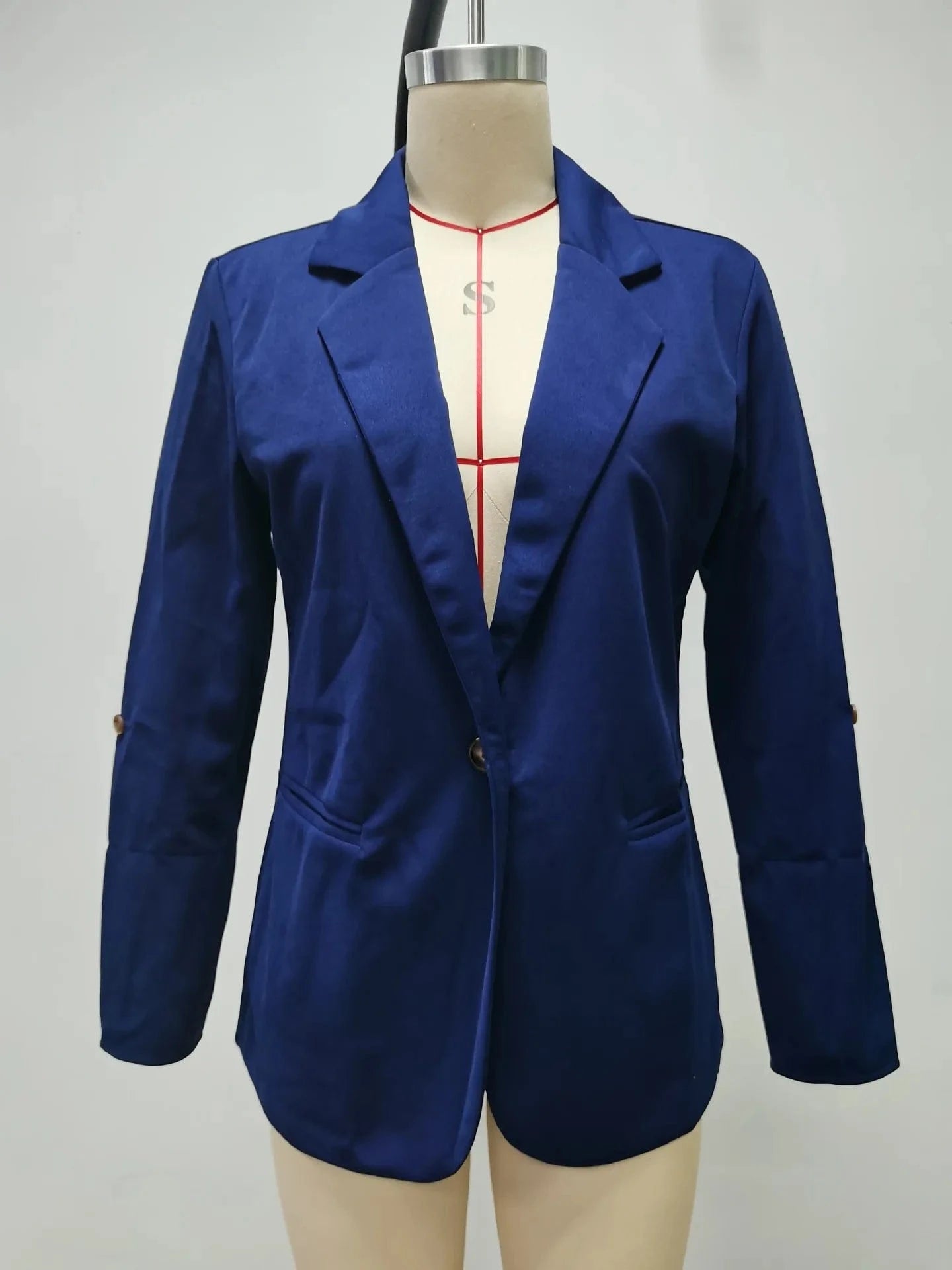 Women Autumn Winter Fashion Splicing Lapel Slim Cardigan Blazer Jacket Long Sleeve Casual