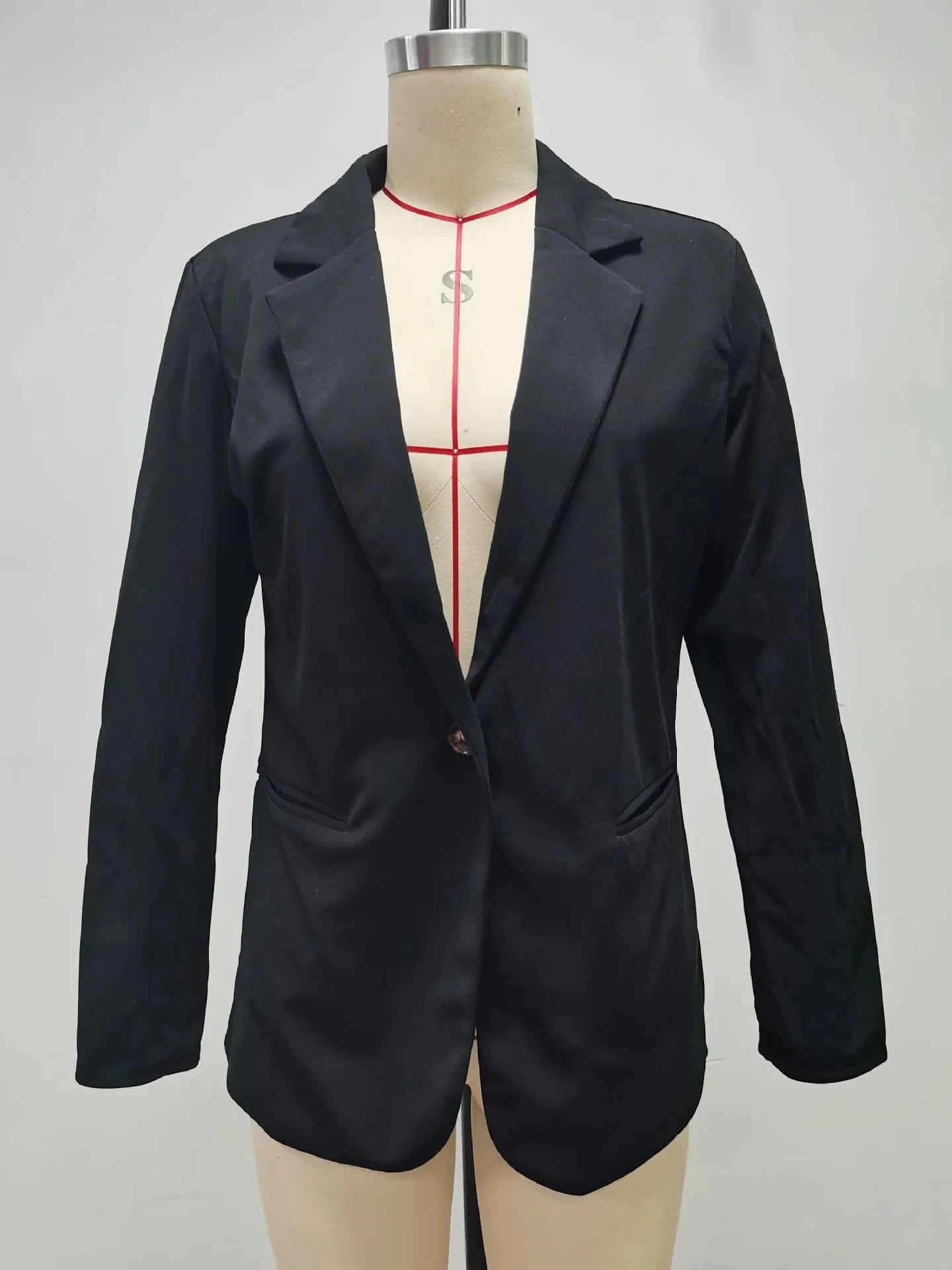 Women Autumn Winter Fashion Splicing Lapel Slim Cardigan Blazer Jacket Long Sleeve Casual