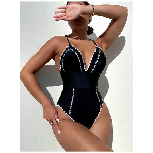 Women Beachwear Sexy Saw Tooth Swimwear 2024 Latest Design Hot Sale One Piece Swimsuit Best Quality Custom made logo Monokini