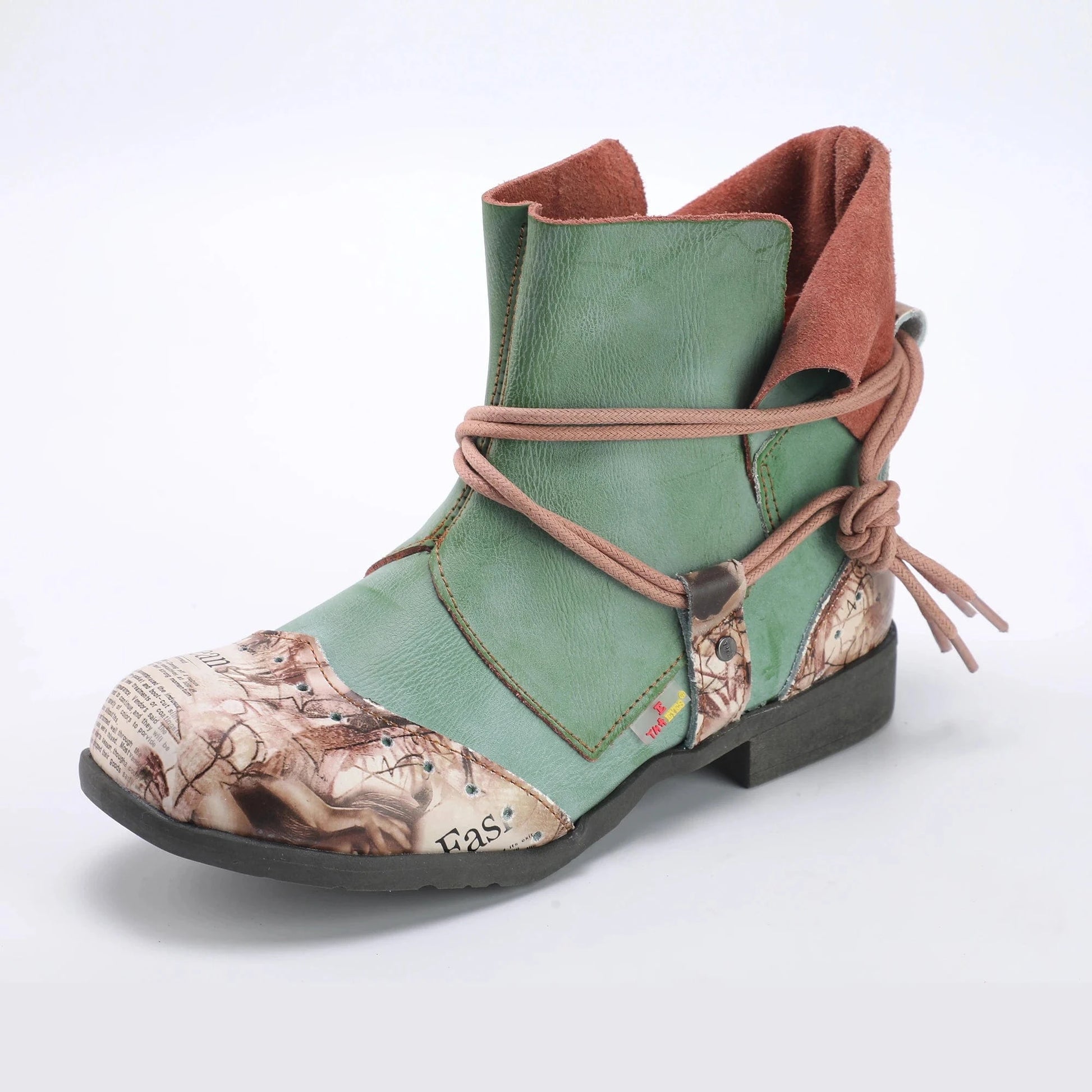 Women Boots Plus Size Spring Ankle Boots Lace Up Short Knight Leather Shoes