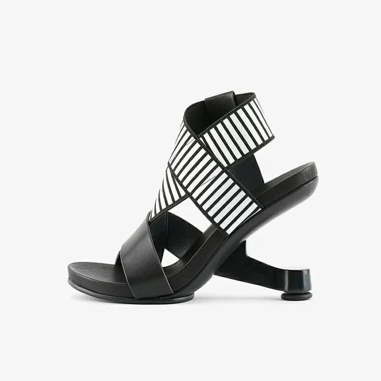 Women Casual Sandals Fashion Color Patchwork Open-toe Roman Shoes Cross Strap Lace Up High Heel Sandals Ladies Outdoor Sandalias