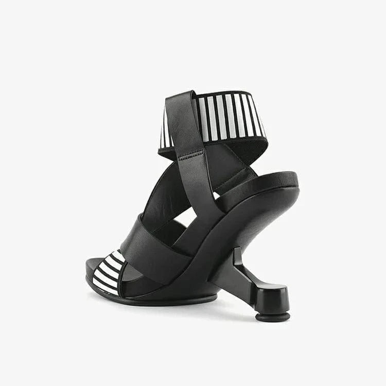 Women Casual Sandals Fashion Color Patchwork Open-toe Roman Shoes Cross Strap Lace Up High Heel Sandals Ladies Outdoor Sandalias