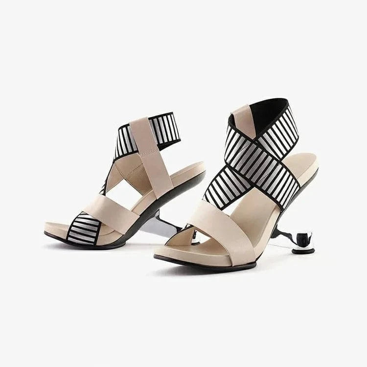 Women Casual Sandals Fashion Color Patchwork Open-toe Roman Shoes Cross Strap Lace Up High Heel Sandals Ladies Outdoor Sandalias