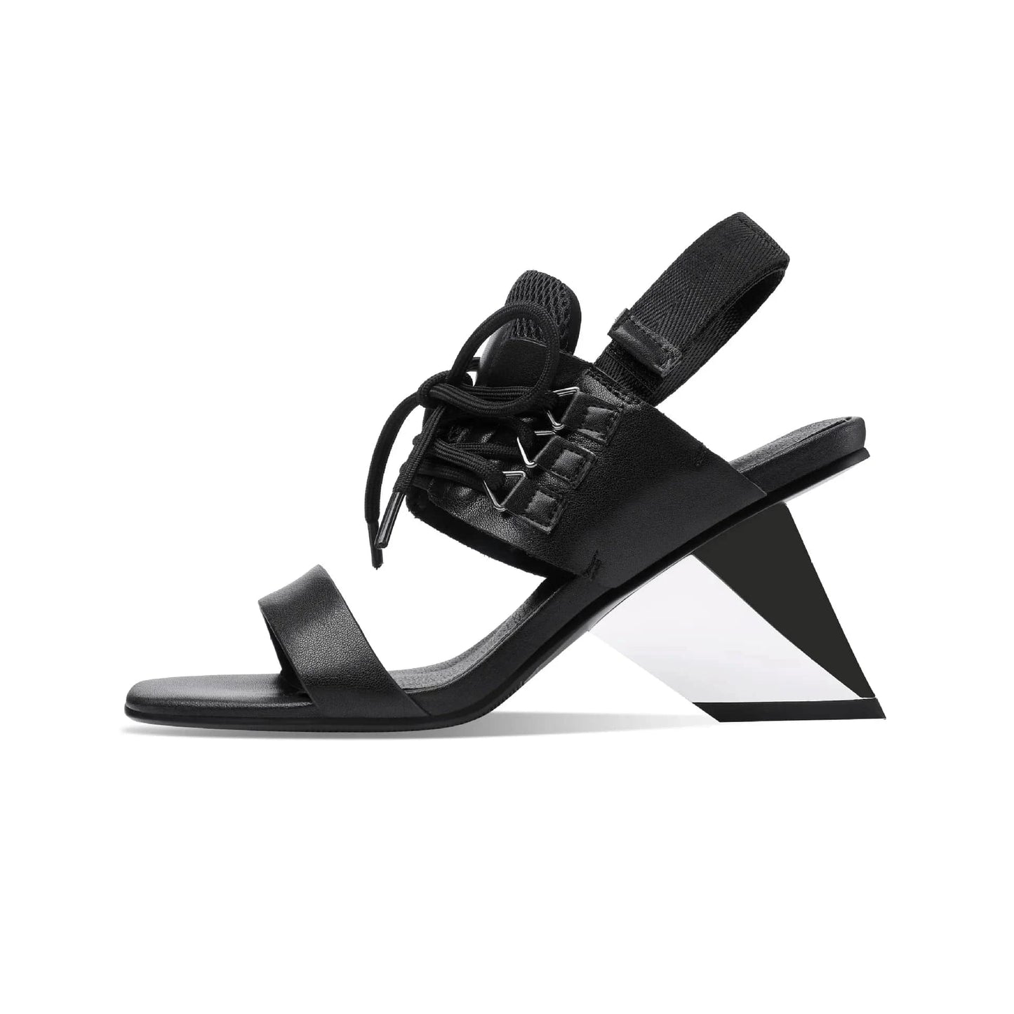 Women Casual Sandals Fashion Color Patchwork T-strap Shoes Slingback Lace Up High Heel Sandals For Ladies Dating Party Sandalias