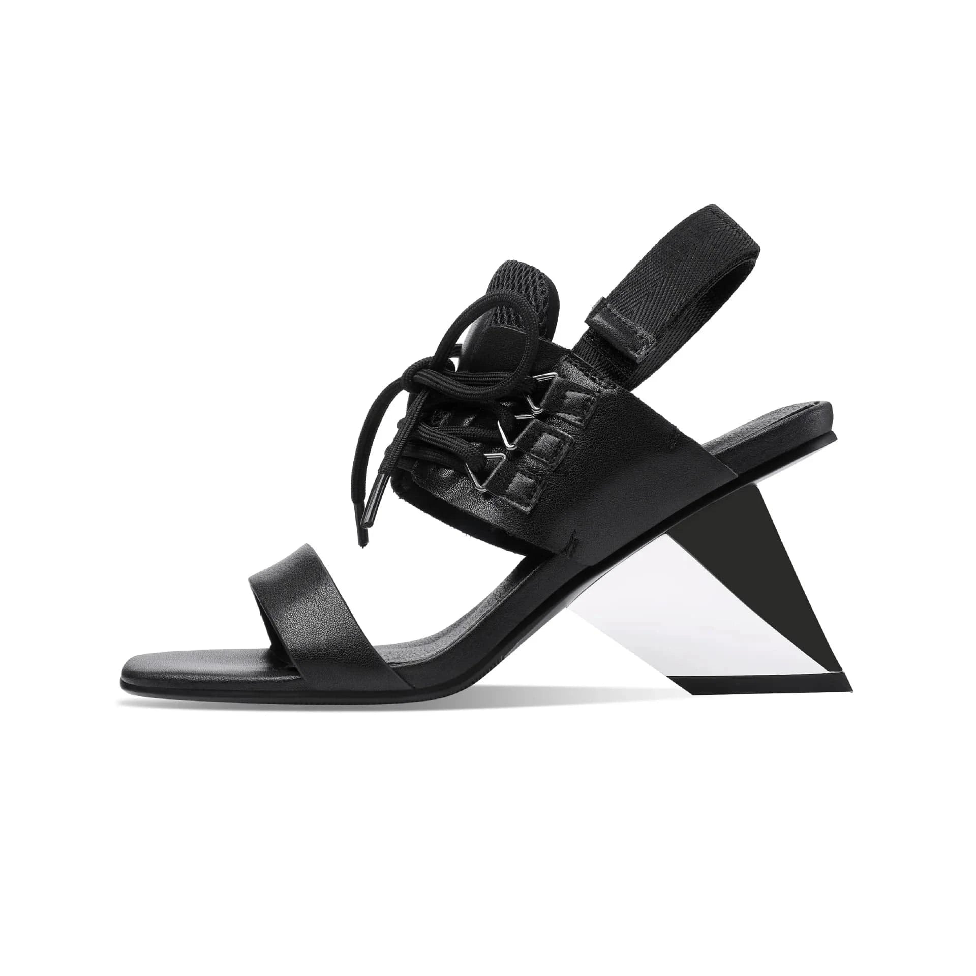 Women Casual Sandals Fashion Color Patchwork T-strap Shoes Slingback Lace Up High Heel Sandals For Ladies Dating Party Sandalias
