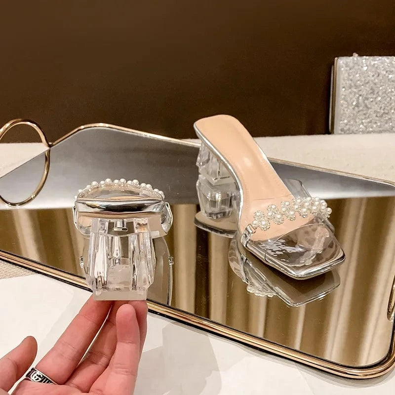 Women Casual Sandals New Female Peep Toe Transparent T-strap Fashion Sandals Outside Summer Daily Ladies Slippers Mules