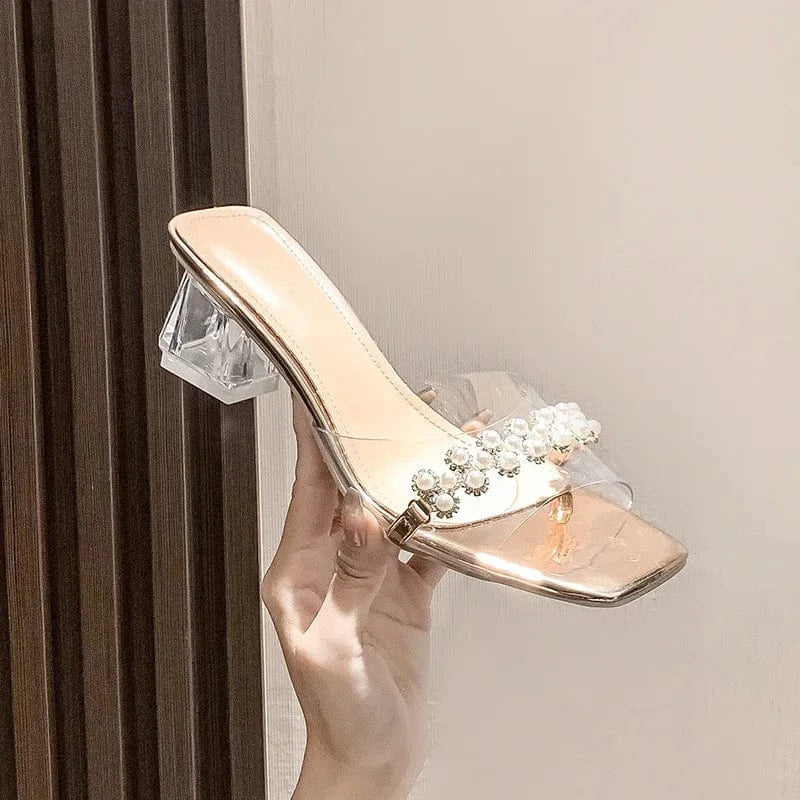 Women Casual Sandals New Female Peep Toe Transparent T-strap Fashion Sandals Outside Summer Daily Ladies Slippers Mules