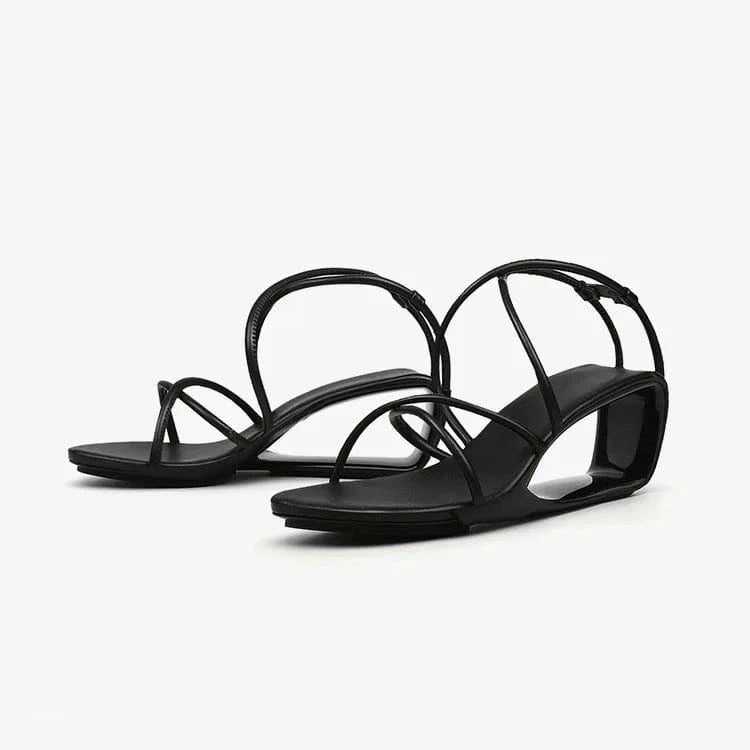 Women Casual Sandals Simple Round-toe Hollow Out Mujer Shoes Cross Strap Lace Up High Heel Sandals For Ladies Shopping Sandalias