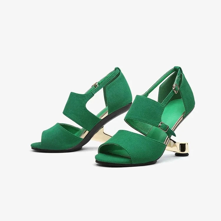 Women Casual Sandals Simple Solid Color Hollow Out Mujer Zapatos Open-toe Ankle Strap High Heel Sandals Ladies Outdoor Sandalias