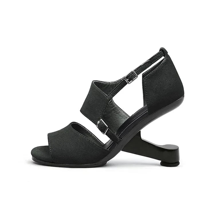 Women Casual Sandals Simple Solid Color Hollow Out Mujer Zapatos Open-toe Ankle Strap High Heel Sandals Ladies Outdoor Sandalias