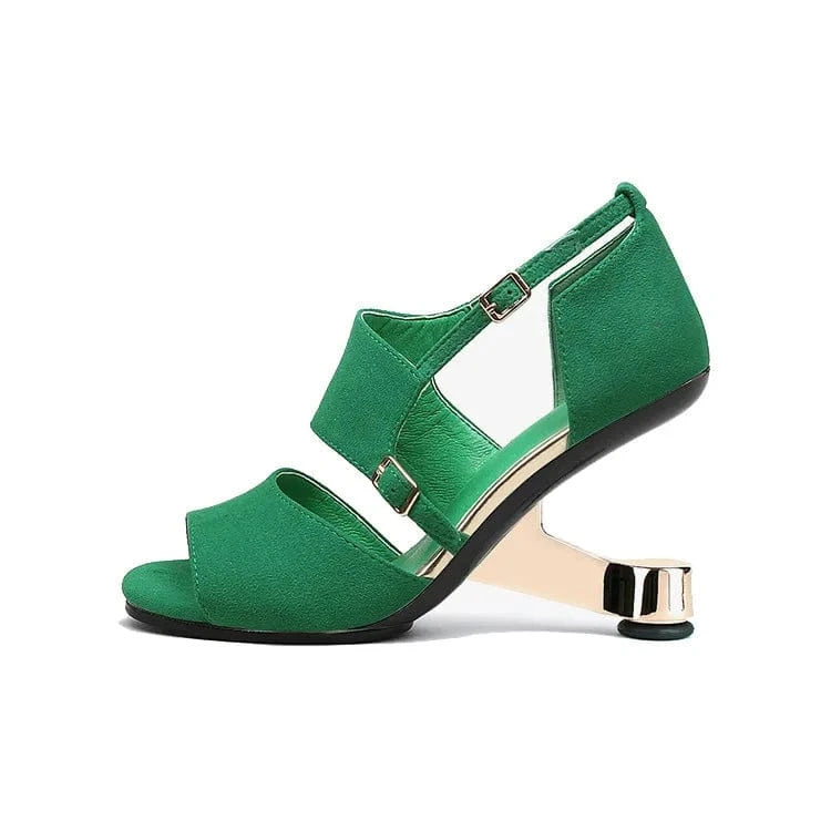 Women Casual Sandals Simple Solid Color Hollow Out Mujer Zapatos Open-toe Ankle Strap High Heel Sandals Ladies Outdoor Sandalias