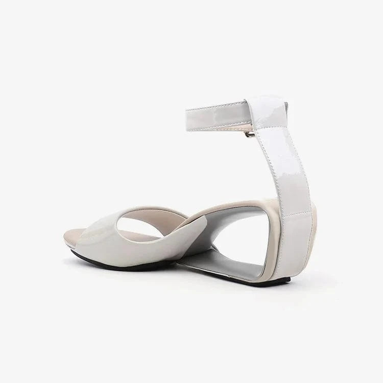 Women Casual Sandals Simple Solid Color Open-toe Mujer Zapatos Hollow Out Ankle Strap High Heel Sandals Ladies Outdoor Sandalias