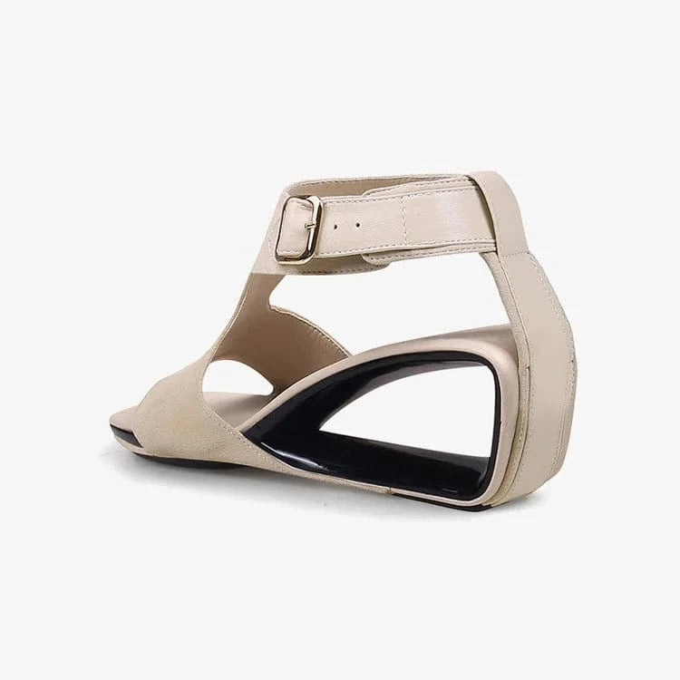 Women Casual Sandals Versatile T-strap Open-toe Mujer Shoes Hollow Out Ankle Strap High Heel Sandals For Ladies Dating Sandalias