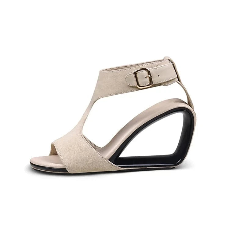 Women Casual Sandals Versatile T-strap Open-toe Mujer Shoes Hollow Out Ankle Strap High Heel Sandals For Ladies Dating Sandalias