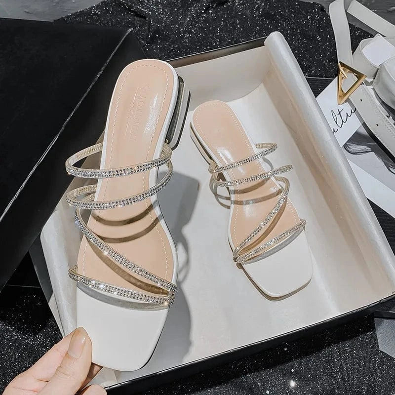 Women Casual Summer Crystal Rhinestone Strappy Sandals Ladies Flat Large Sizes Sandals