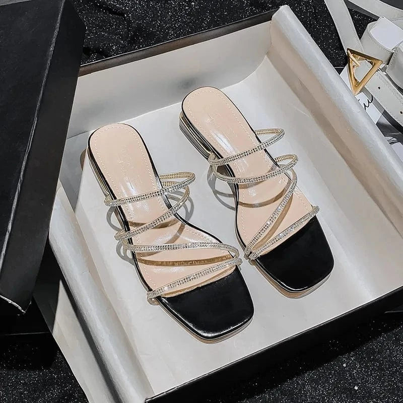 Women Casual Summer Crystal Rhinestone Strappy Sandals Ladies Flat Large Sizes Sandals