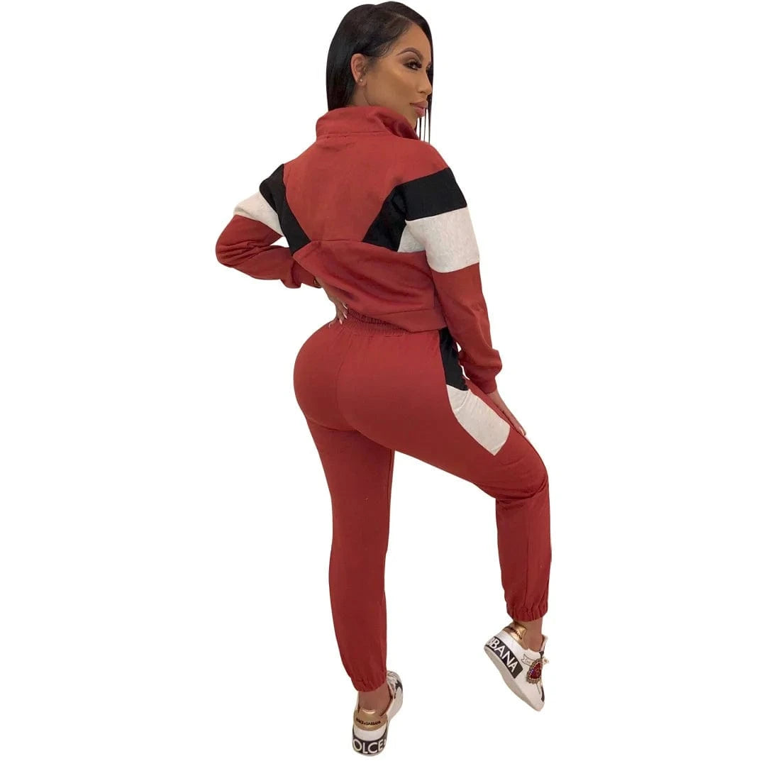 Women Clothing Training Wear Jogging Track Suit Wholesale Sweatsuit Patchwork Tracksuit Private Label Jogger Sweat Suits Women