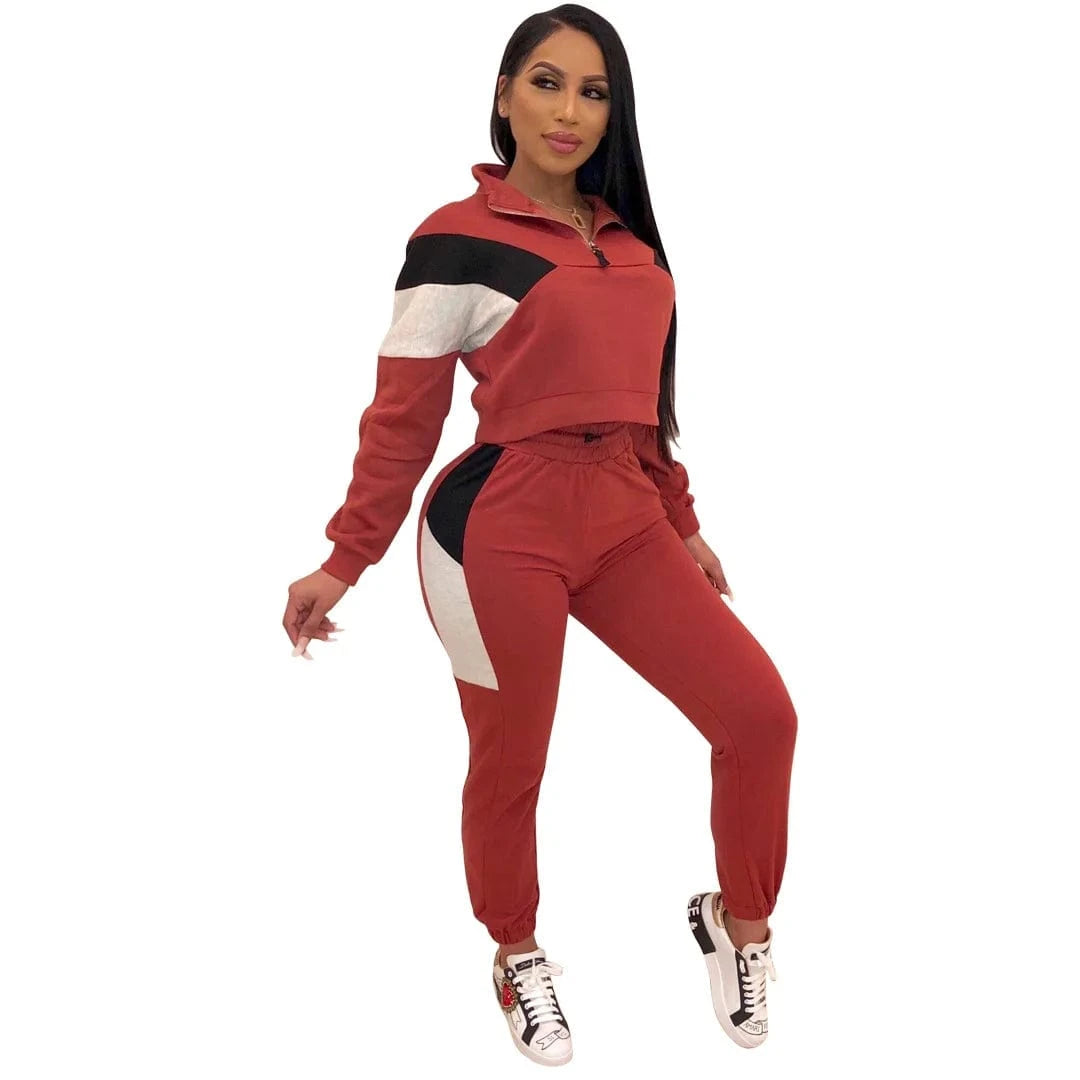 Women Clothing Training Wear Jogging Track Suit Wholesale Sweatsuit Patchwork Tracksuit Private Label Jogger Sweat Suits Women