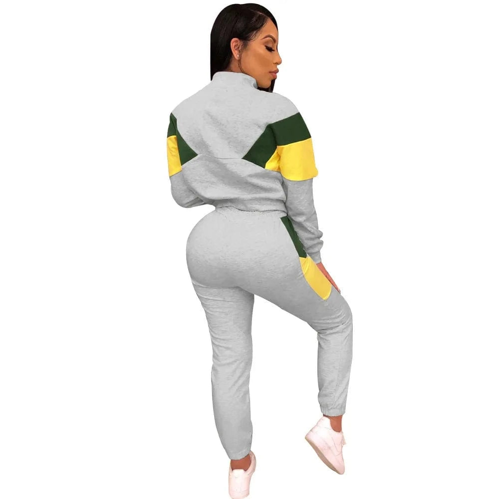 Women Clothing Training Wear Jogging Track Suit Wholesale Sweatsuit Patchwork Tracksuit Private Label Jogger Sweat Suits Women