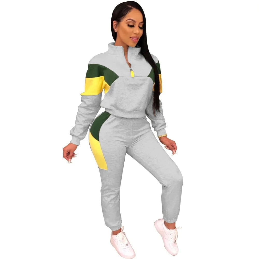 Women Clothing Training Wear Jogging Track Suit Wholesale Sweatsuit Patchwork Tracksuit Private Label Jogger Sweat Suits Women