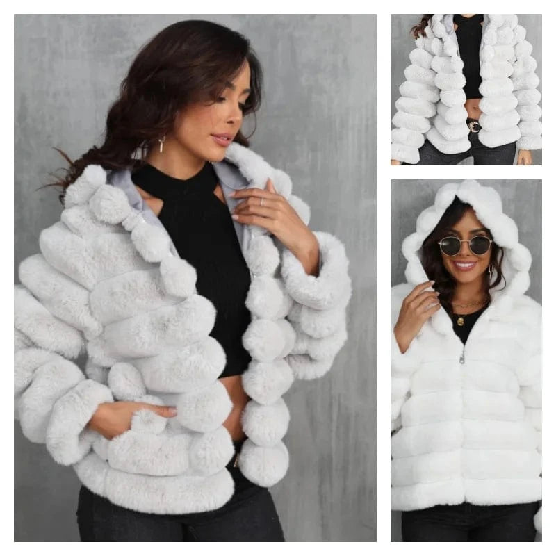 women coats Winter Solid Faux Fur Coat Short Faux Fur Woman Coat
