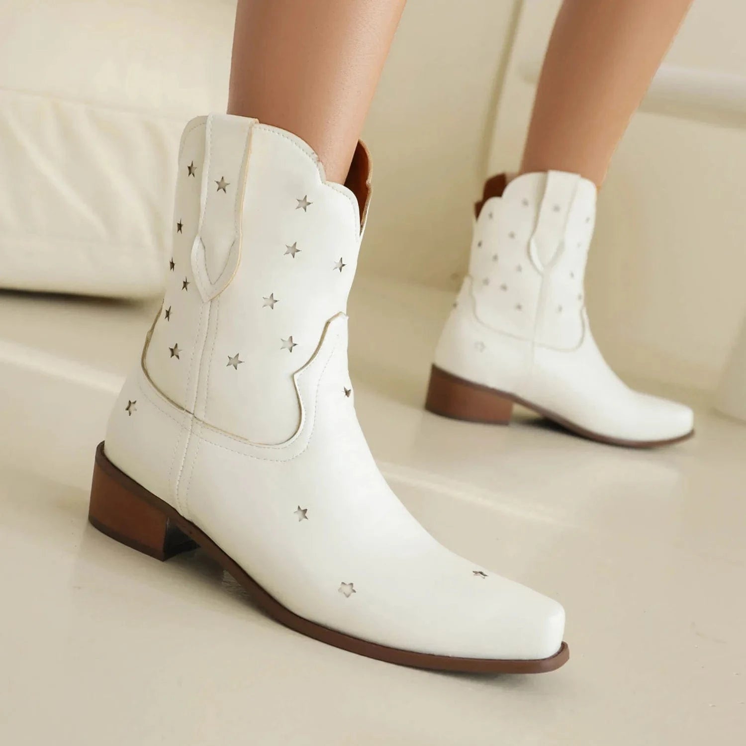 women cowboy boots Star Short Cowboy Boots for Women Cowgirl Heels