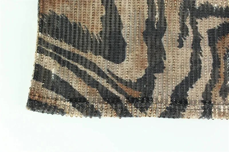 Women Elegant Evening Wedding Cocltail Maxi Dress Sexy Deep V Neck Leopard Print Slim Bodycon Night Club Party Sequin Dress