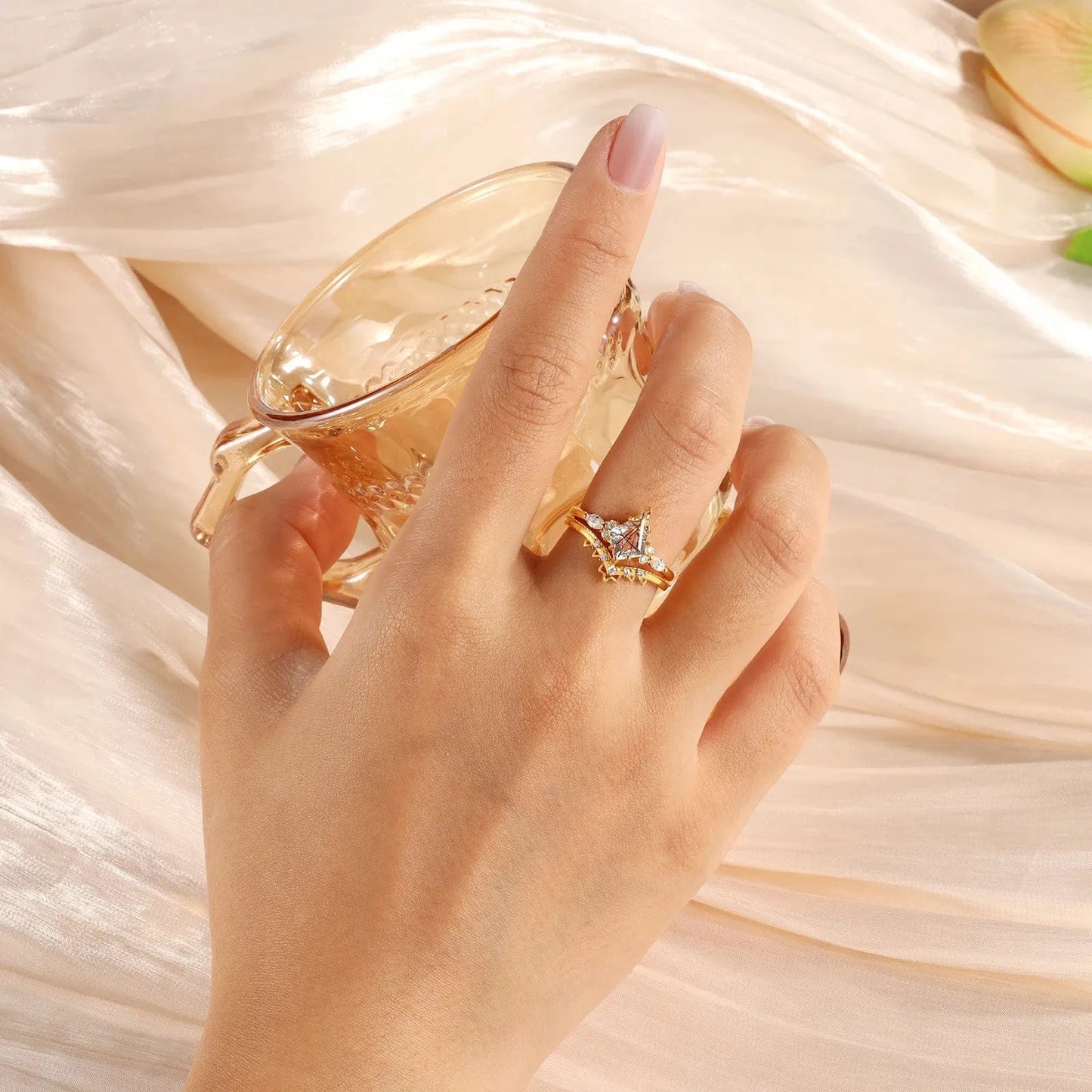 Women Engagement Wedding Rings With Moissanite 18K Gold Fine Jewelry Rings