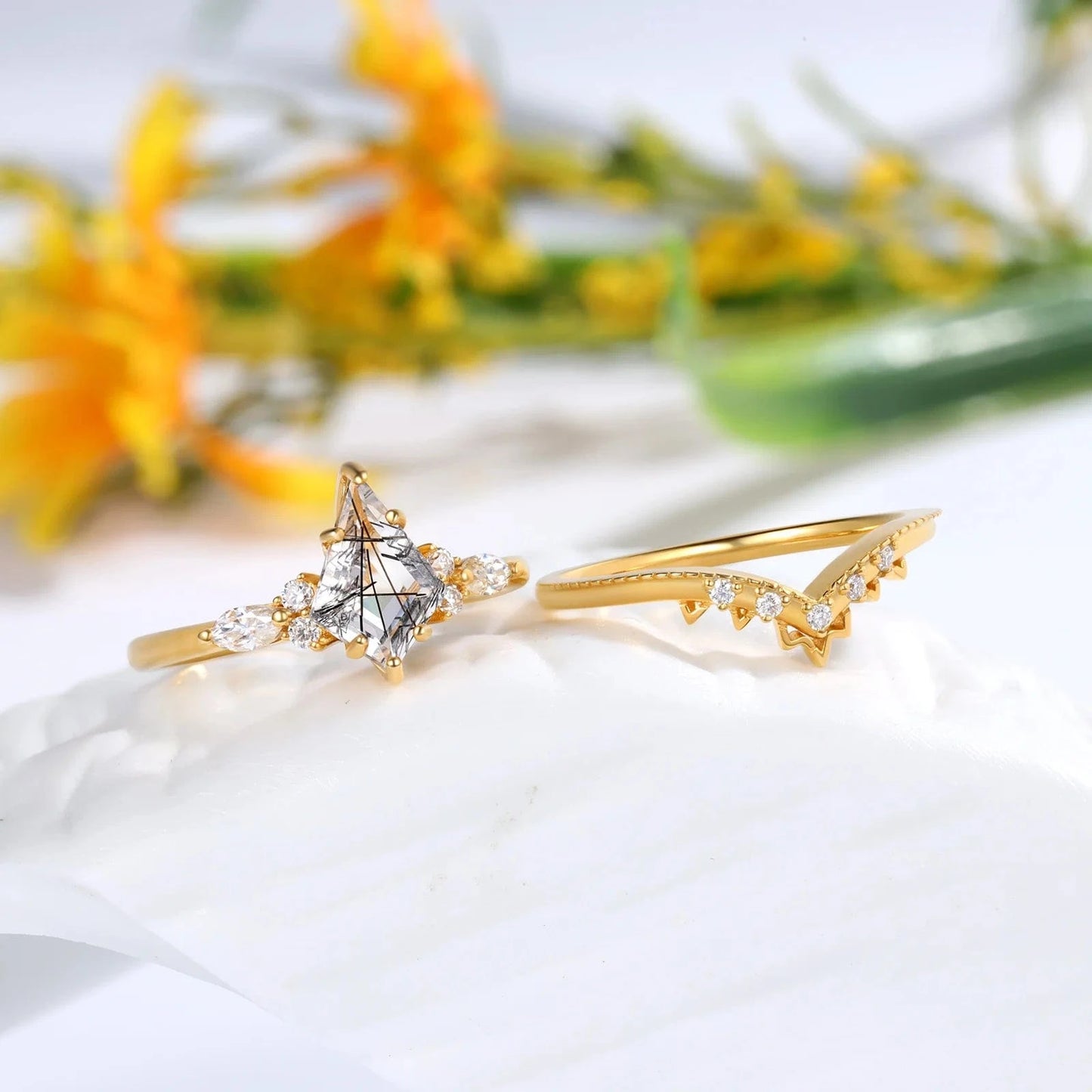 Women Engagement Wedding Rings With Moissanite 18K Gold Fine Jewelry Rings