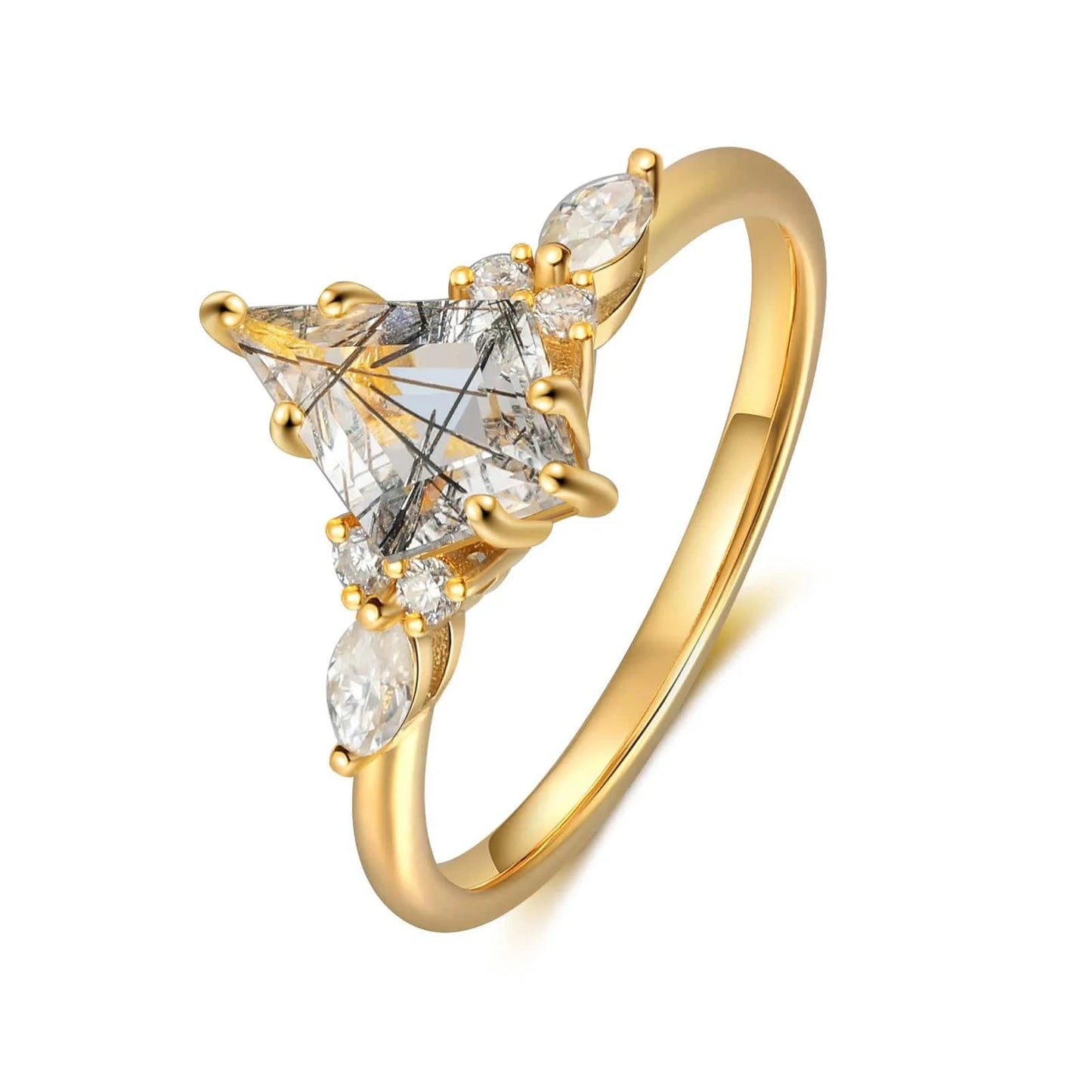 Women Engagement Wedding Rings With Moissanite 18K Gold Fine Jewelry Rings