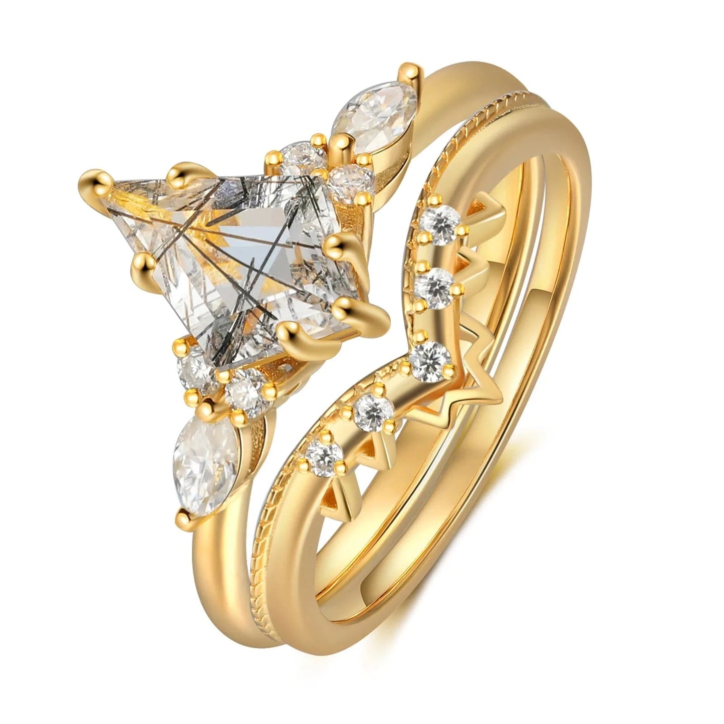 Women Engagement Wedding Rings With Moissanite 18K Gold Fine Jewelry Rings